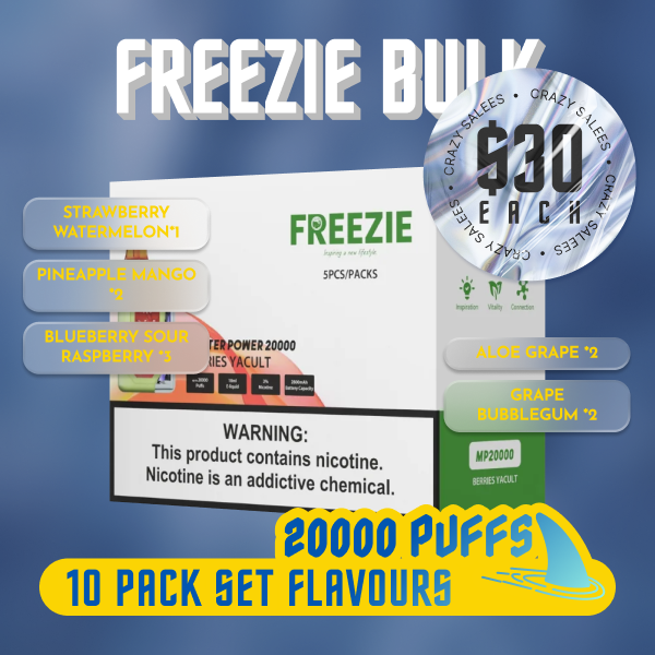 Freezie 20000 Puffs 10 Pack Set Flavours Bundle