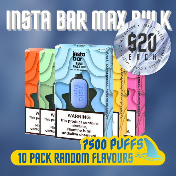 Insta Bar Max 7500 Puffs 10 Pack Set Flavours Bundle