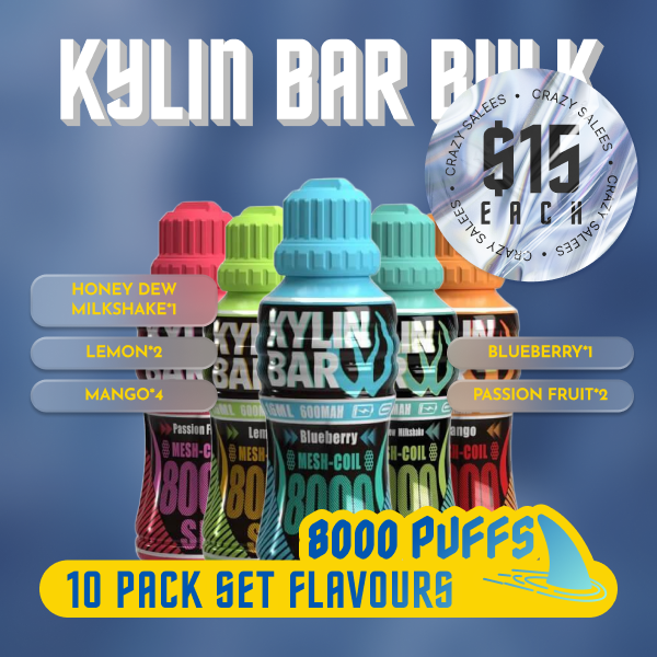 Kylin Bar 8000 Puffs 10 Pack Set Flavours